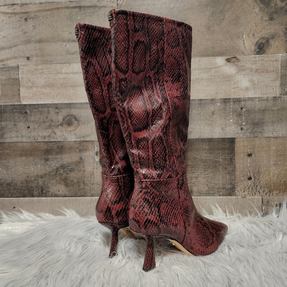 New Sam Edelman Samira Leather Boots in Plum Multi Snake Print | Size 5 - Picture 5 of 11